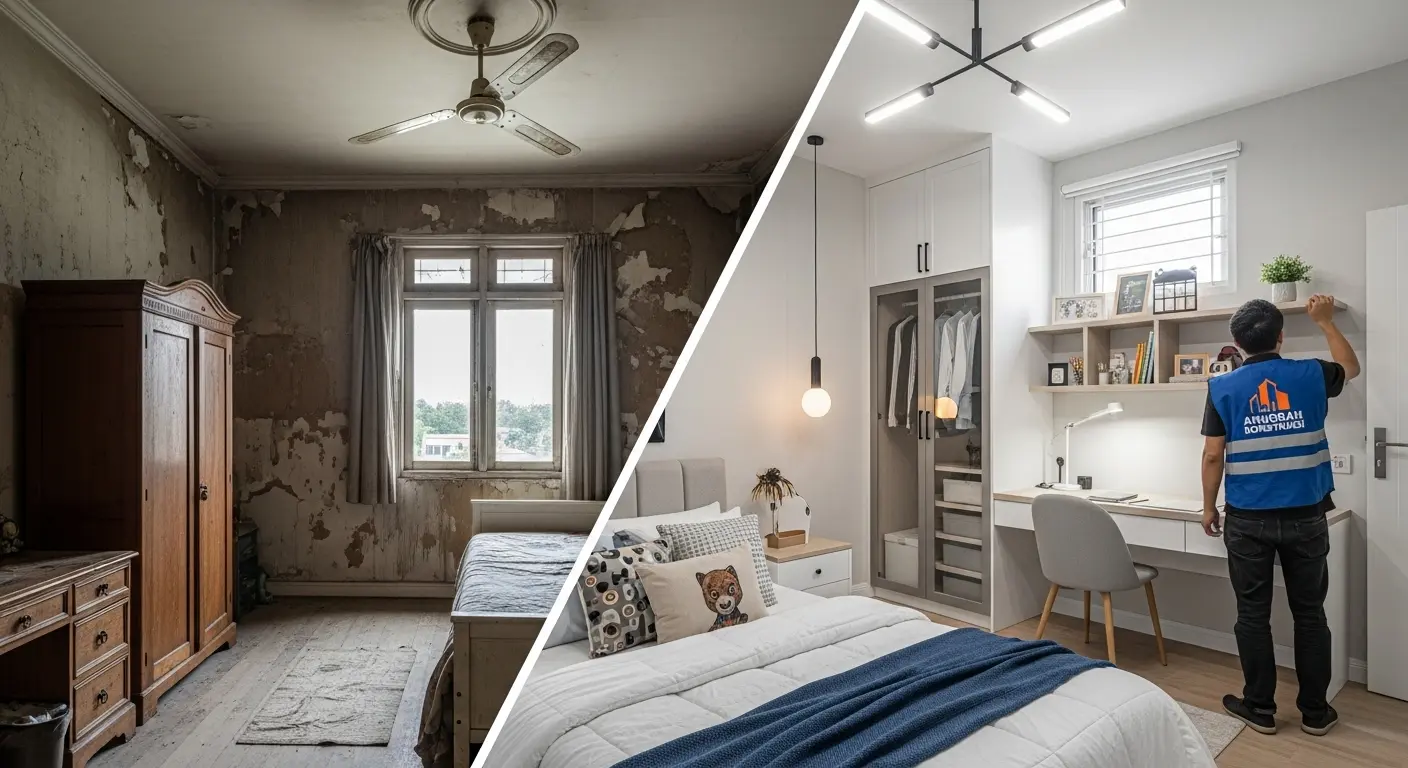 Studi kasus kamar anak sebelum–sesudah oleh Anugrah Konstruksi